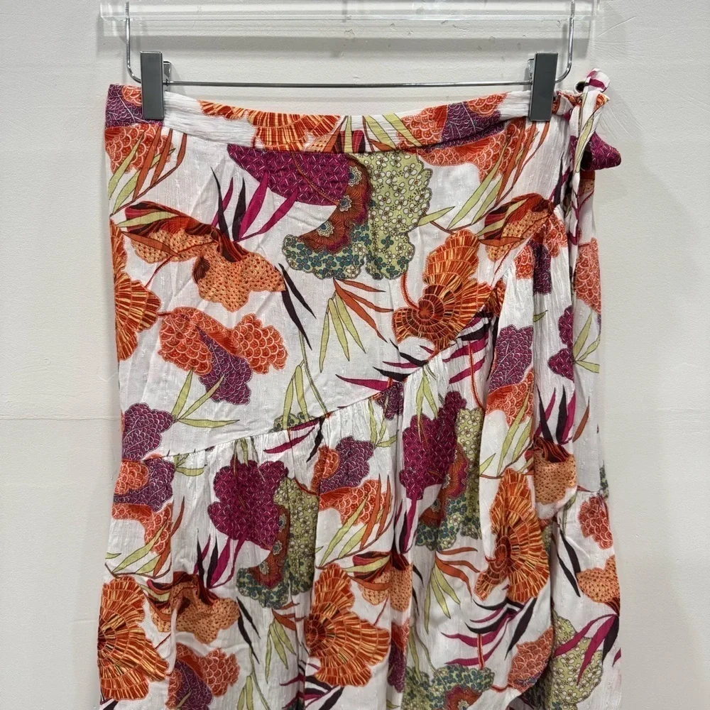 Rachel Zoe Floral True Wrap Skirt Midi Long Bohemian Flowy